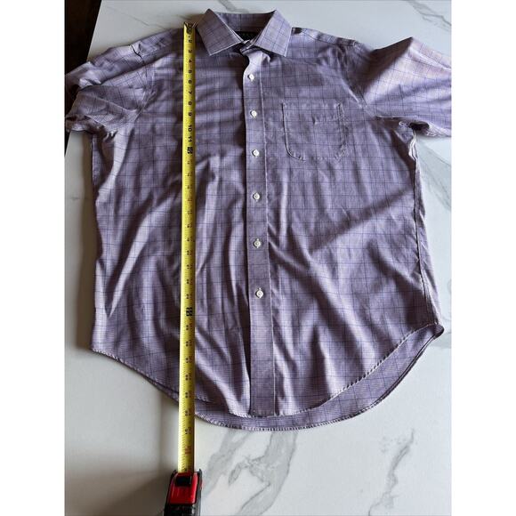 Lauren Ralph Lauren Men Classic Fit Non-Iron Button Up Plaid Shirt 16 34/35 Plum - Picture 10 of 16